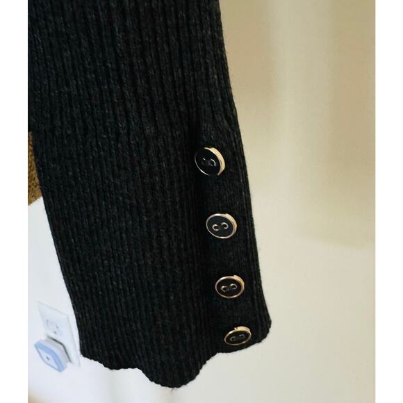 Cable & Gauge Womens Charcoal Grey Ribbed Chunky Cozy Mock Turtleneck Medium - Picture 4 of 12